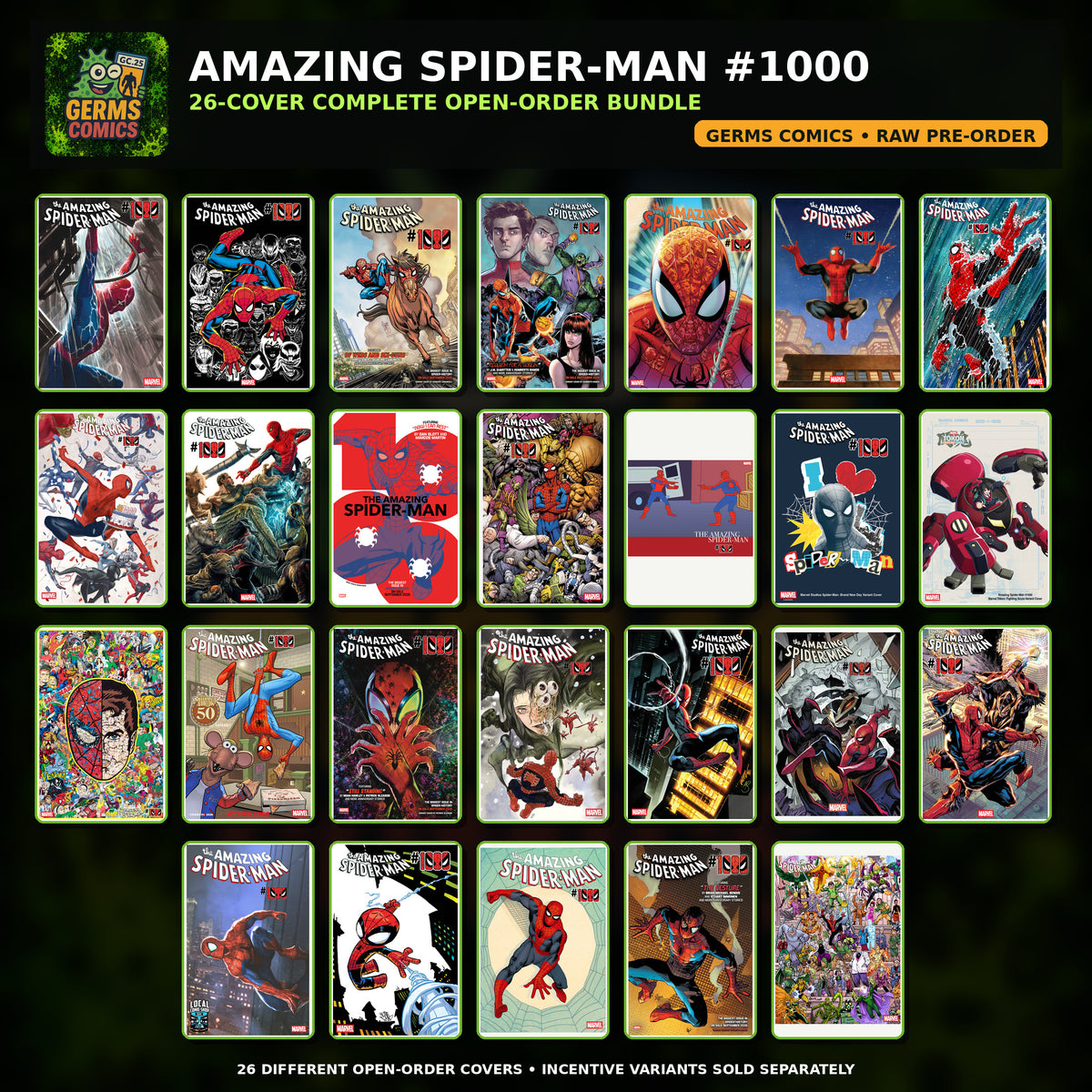 Amazing Spider-Man #1000 Complete 26-Cover Raw Variant Bundle (09/30/2026)