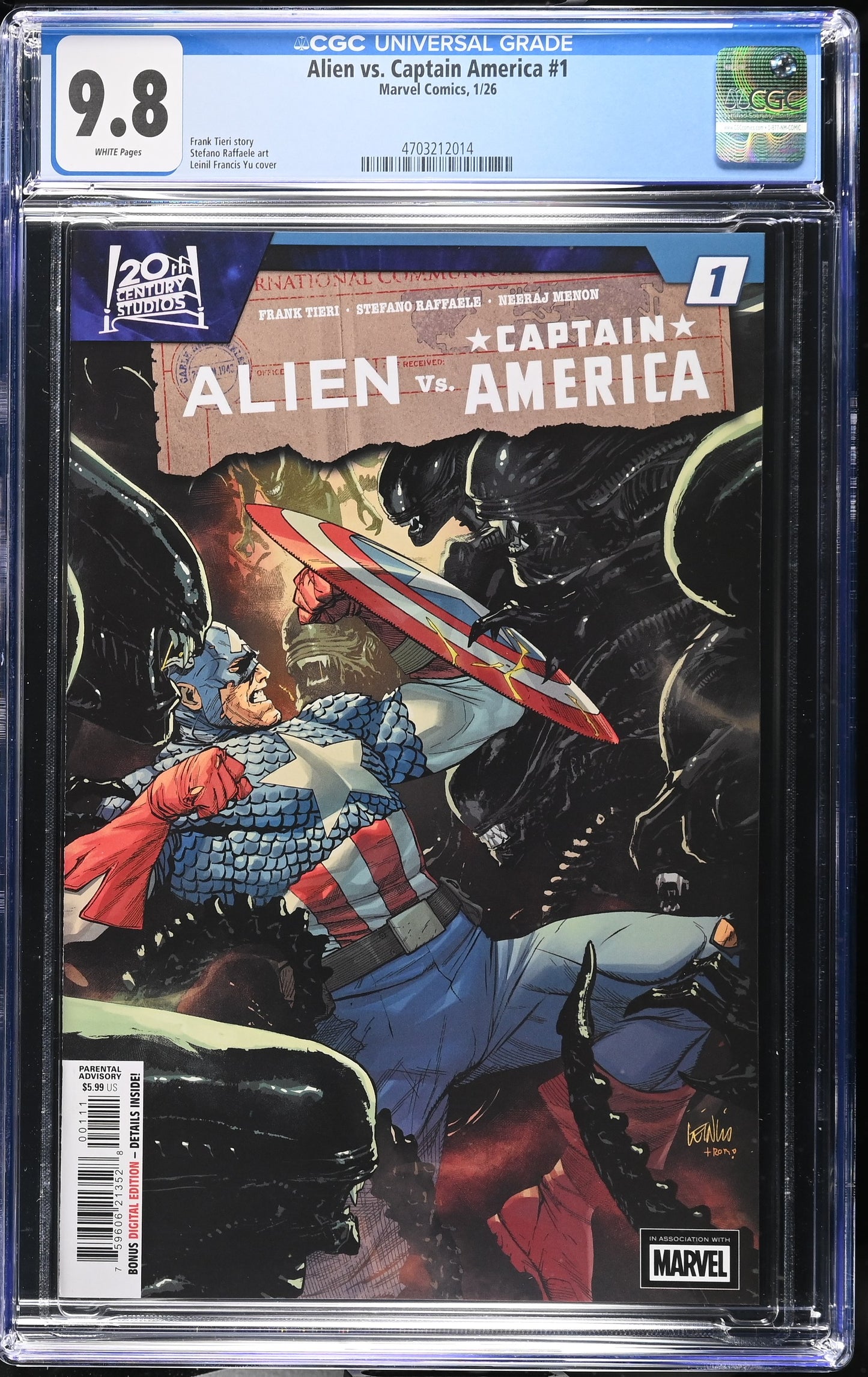 Alien vs. Captain America #1 Leinil Francis Yu CGC 9.8