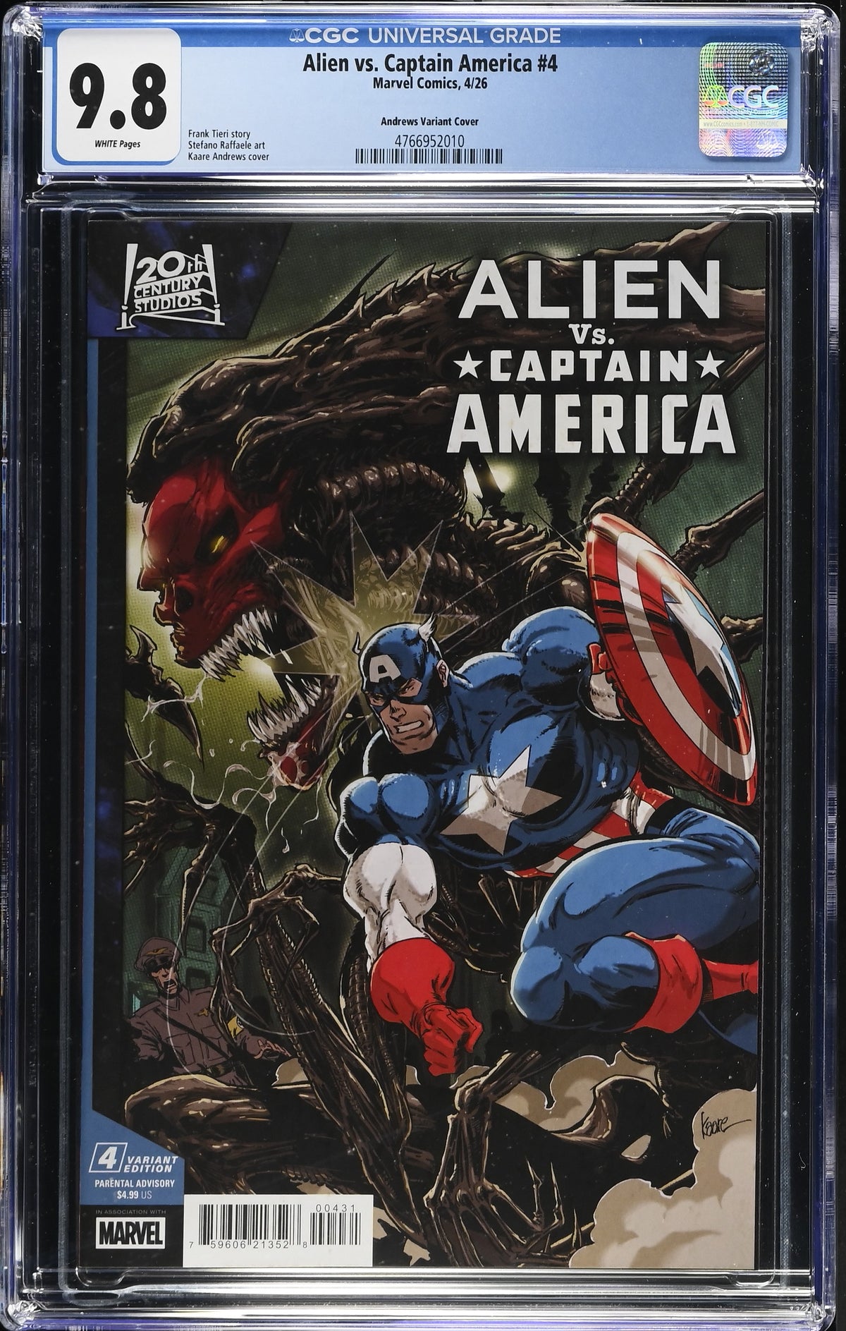 Alien vs. Captain America #4 Kaare Andrews CGC 9.8