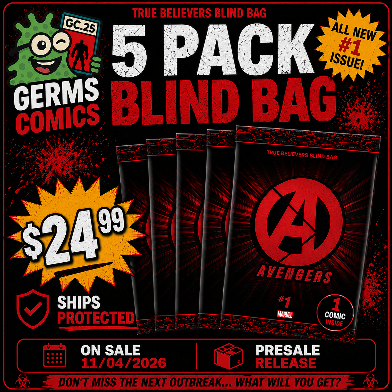 Avengers #1 True Believers (Blind Bag) 5x Pack