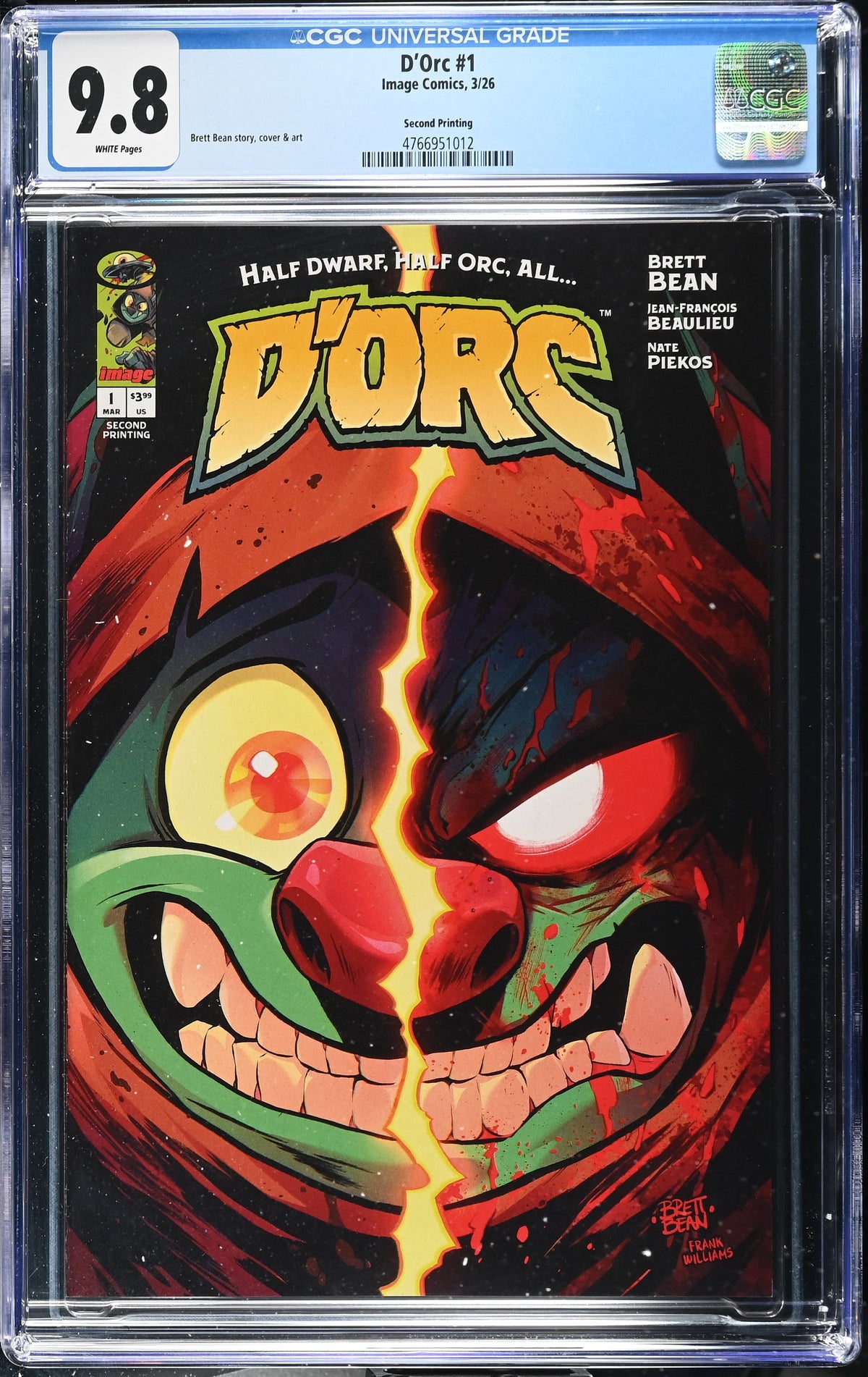 Dorc #1 2nd Printing Brett Bean CGC 9.8