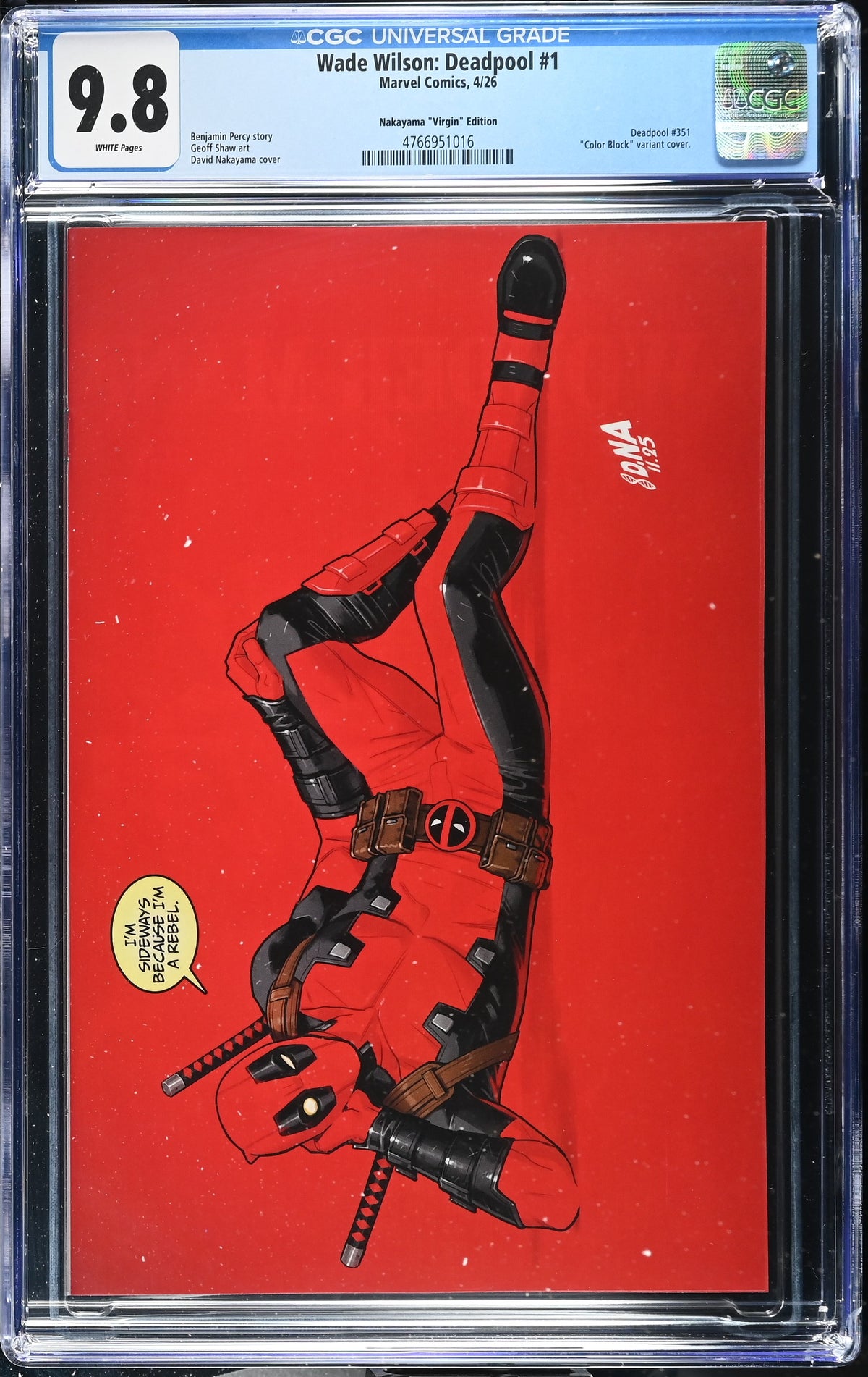 Wade Wilson Deadpool #1 David Nakayama "Virgin" 1:50 Variant CGC 9.8