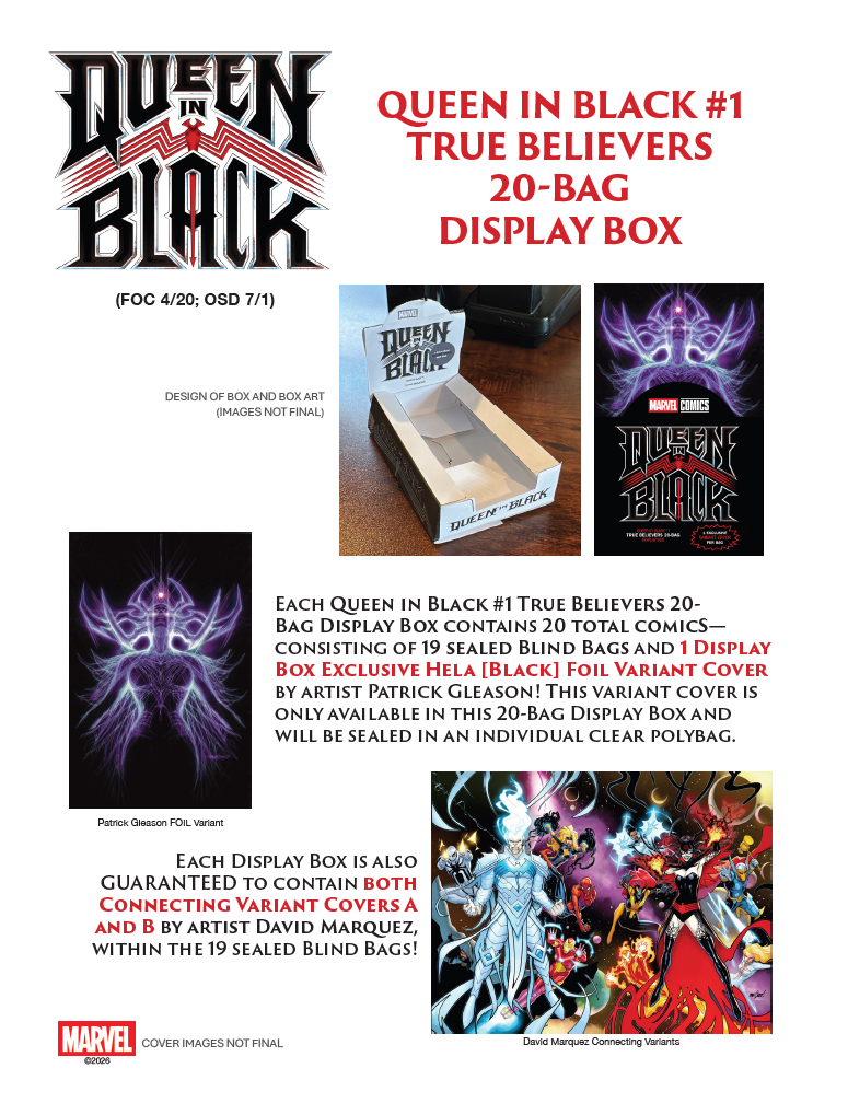 PRE-SALE Queen In Black #1 True Believers Blind Bag 20-Bag Display Box