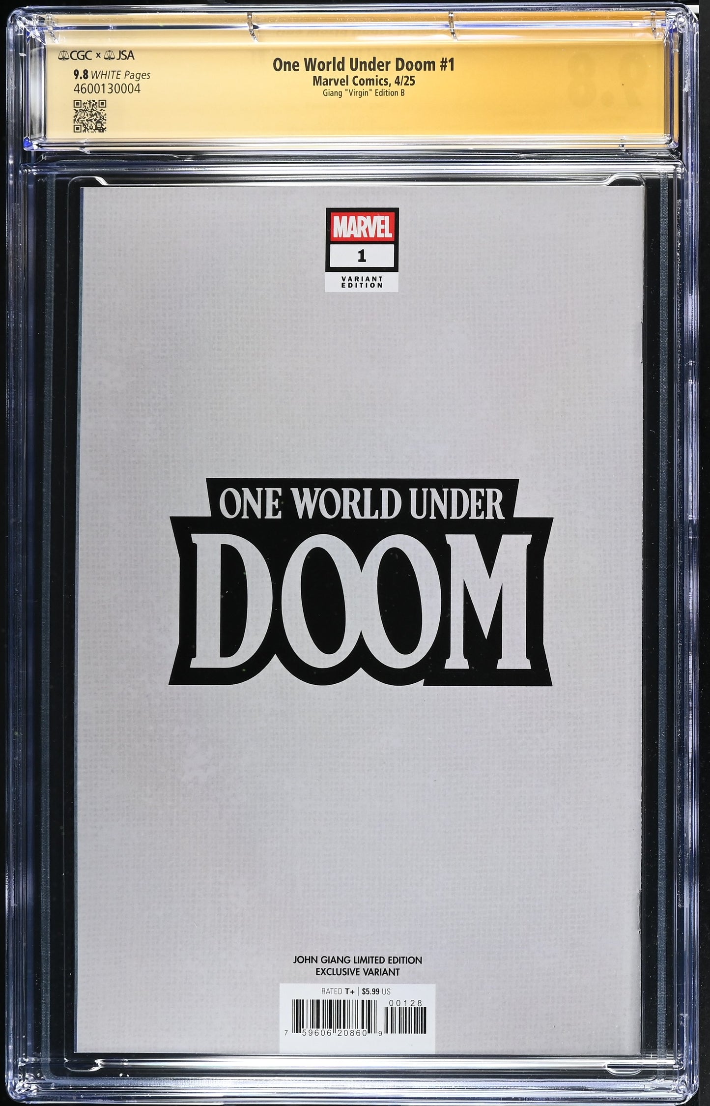 One World Under Doom #1 CGC x JSA 9.8 – John Giang Signed Virgin Variant